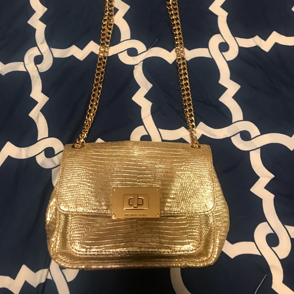 Michael Kors Crossbody purse handbag gold chain
